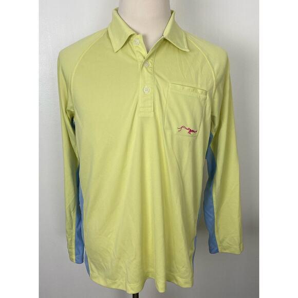 Men True Flies performance pocket long sleeve athletic polo shirt, L - Picture 1 of 4